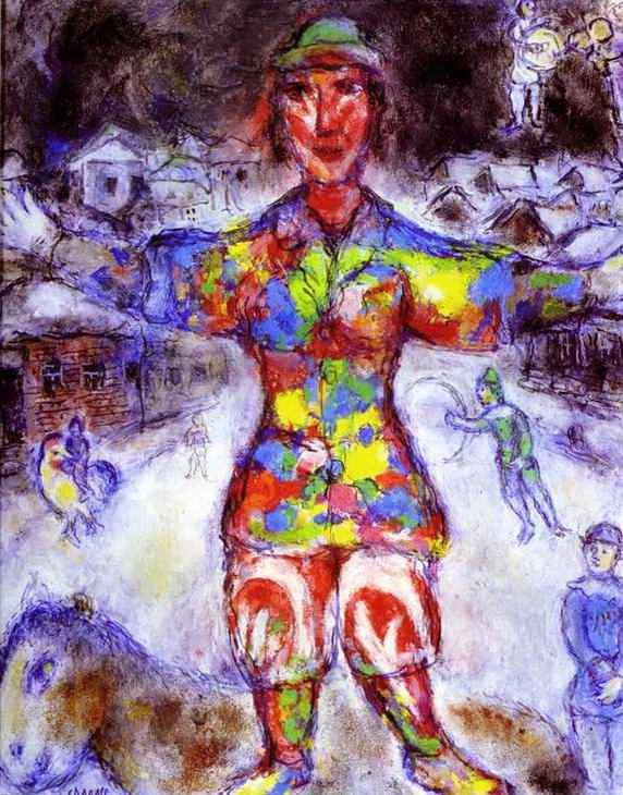 Mehrfarbiger Clown Zeitgenosse Marc Chagall Ölgemälde